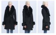 Women New Style Cashmere Wool Winter Coat with Fur Collar