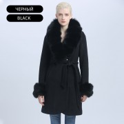 Women New Style Cashmere Wool Winter Coat with Fur Collar