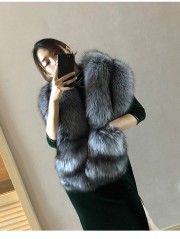 Full Fox Fur Scarf Genuine Fox Fur Shawl with Pocket