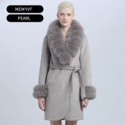 Women New Style Cashmere Wool Winter Coat with Fur Collar