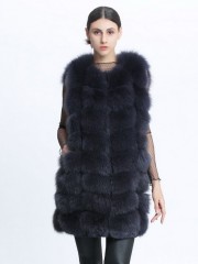 Women Real Long Fox Fur Vest