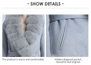 Women New Style Cashmere Wool Winter Coat with Fur Collar