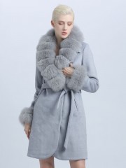 Women New Style Cashmere Wool Winter Coat with Fur Collar