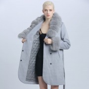 Women New Style Cashmere Wool Winter Coat with Fur Collar