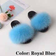 Kids Slides Fluffy Multicolor Slides Fox fur Raccoon Fur Slippers