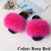 Kids Slides Fluffy Multicolor Slides Fox fur Raccoon Fur Slippers