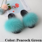 Kids Slides Fluffy Multicolor Slides Fox fur Raccoon Fur Slippers