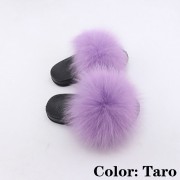 Kids Slides Fluffy Multicolor Slides Fox fur Raccoon Fur Slippers