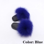 Kids Slides Fluffy Multicolor Slides Fox fur Raccoon Fur Slippers