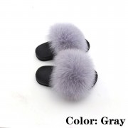 Kids Slides Fluffy Multicolor Slides Fox fur Raccoon Fur Slippers