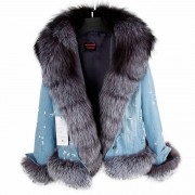 Women Short Parka Coat Real Thick Fox Fur Jacket