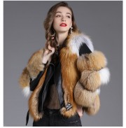 Real Leather Jacket Decorated with Fox Fur