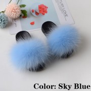 Kids Slides Fluffy Multicolor Slides Fox fur Raccoon Fur Slippers