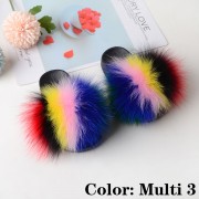 Kids Slides Fluffy Multicolor Slides Fox fur Raccoon Fur Slippers