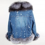 Women Short Parka Coat Real Thick Fox Fur Jacket