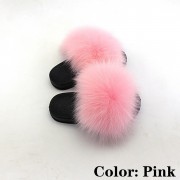 Kids Slides Fluffy Multicolor Slides Fox fur Raccoon Fur Slippers