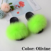 Kids Slides Fluffy Multicolor Slides Fox fur Raccoon Fur Slippers