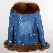 Women Short Parka Coat Real Thick Fox Fur Jacket