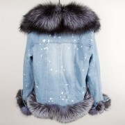 Women Short Parka Coat Real Thick Fox Fur Jacket