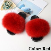 Kids Slides Fluffy Multicolor Slides Fox fur Raccoon Fur Slippers