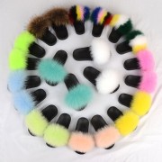 Kids Slides Fluffy Multicolor Slides Fox fur Raccoon Fur Slippers