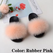 Kids Slides Fluffy Multicolor Slides Fox fur Raccoon Fur Slippers