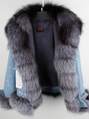 Women Short Parka Coat Real Thick Fox Fur Jacket