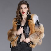 Real Leather Jacket Decorated with Fox Fur