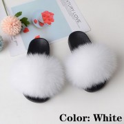 Kids Slides Fluffy Multicolor Slides Fox fur Raccoon Fur Slippers