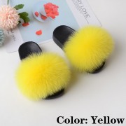 Kids Slides Fluffy Multicolor Slides Fox fur Raccoon Fur Slippers