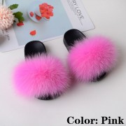 Kids Slides Fluffy Multicolor Slides Fox fur Raccoon Fur Slippers