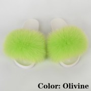 Women Furry Fur Slides Multicolor Slides Vibram Sole