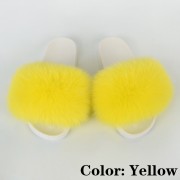 Women Furry Fur Slides Multicolor Slides Vibram Sole