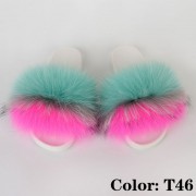 Women Furry Fur Slides Multicolor Slides Vibram Sole