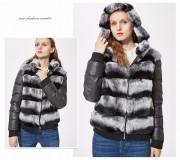 Real Rex Rabbit Fur Down Coat with Hood