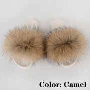 Women Furry Fur Slides Multicolor Slides Vibram Sole