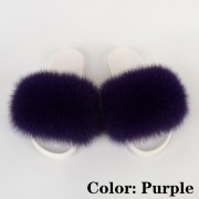 Women Furry Fur Slides Multicolor Slides Vibram Sole