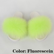 Women Furry Fur Slides Multicolor Slides Vibram Sole