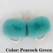 Women Furry Fur Slides Multicolor Slides Vibram Sole