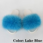 Women Furry Fur Slides Multicolor Slides Vibram Sole