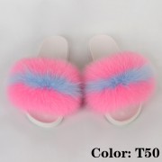 Women Furry Fur Slides Multicolor Slides Vibram Sole