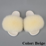 Women Furry Fur Slides Multicolor Slides Vibram Sole