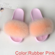 Fluffy Real Fox Fur Slides Multicolor Fur Slides