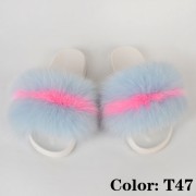 Women Furry Fur Slides Multicolor Slides Vibram Sole