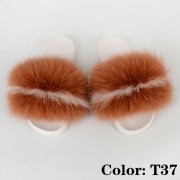 Women Furry Fur Slides Multicolor Slides Vibram Sole