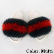 Women Furry Fur Slides Multicolor Slides Vibram Sole