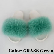 Women Furry Fur Slides Multicolor Slides Vibram Sole