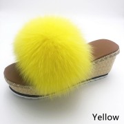 Womens Fluffy Multicolor Slides Real Fox Fur Slippers High Heels Pumps