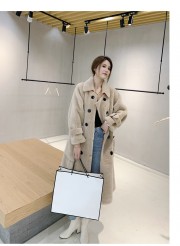 2021 New Style Sheepskin Long Overcoat for Women