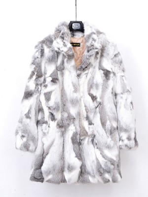 Plus Size Real Whole Skin Genuine Rabbit Fur Coat